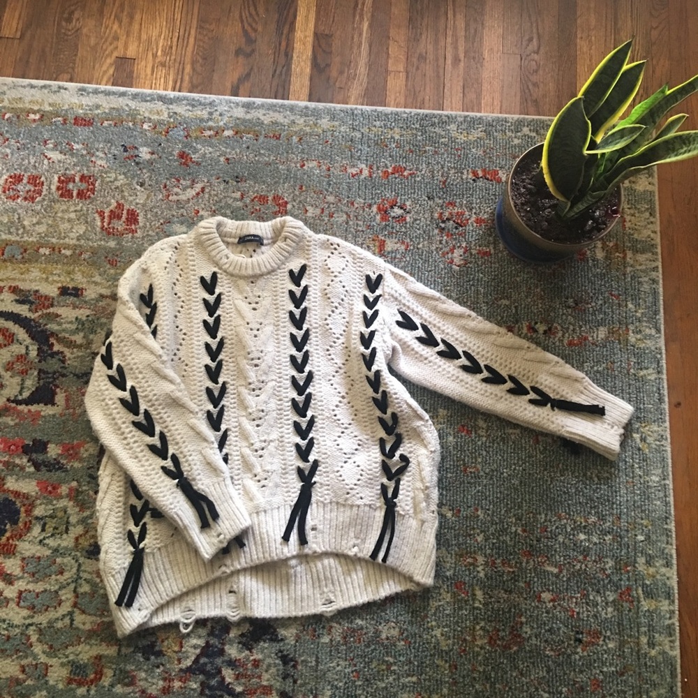 Zara lace up sweater